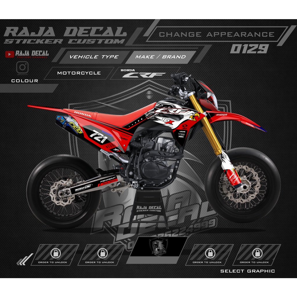 Decal Sticker CRF 150L Full Body Stiker Dekal CRF Motif Helm JPX Trail Motocross 0129