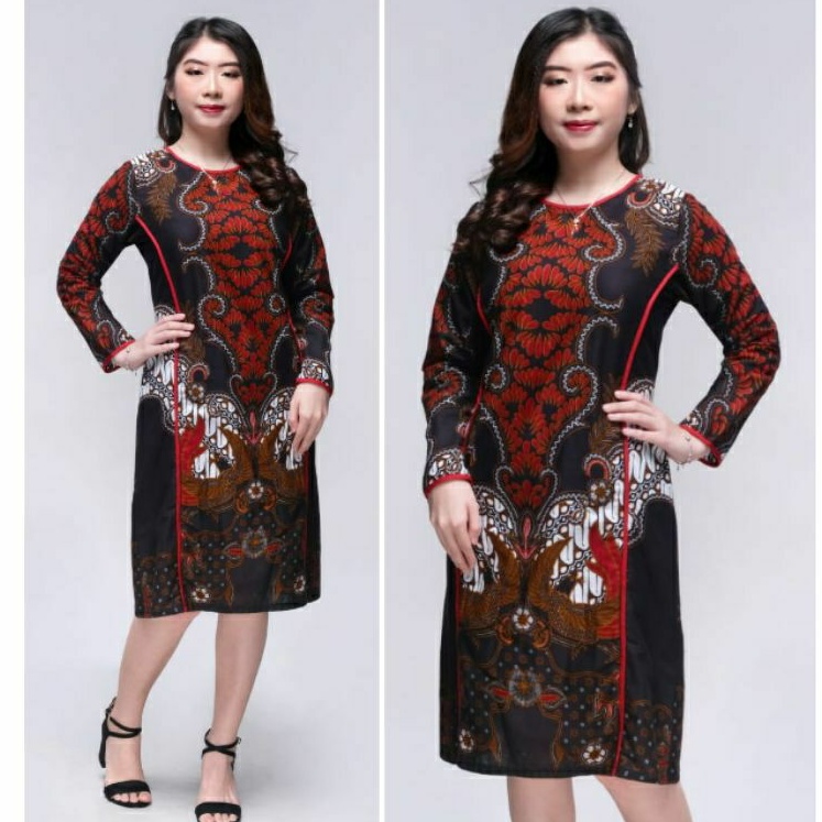 Dress Batik Wanita Big Size 4L-5L Lengan Panjang Terusan Dress Tunik Jumbo M L XL XXL Bisa Couple MTA