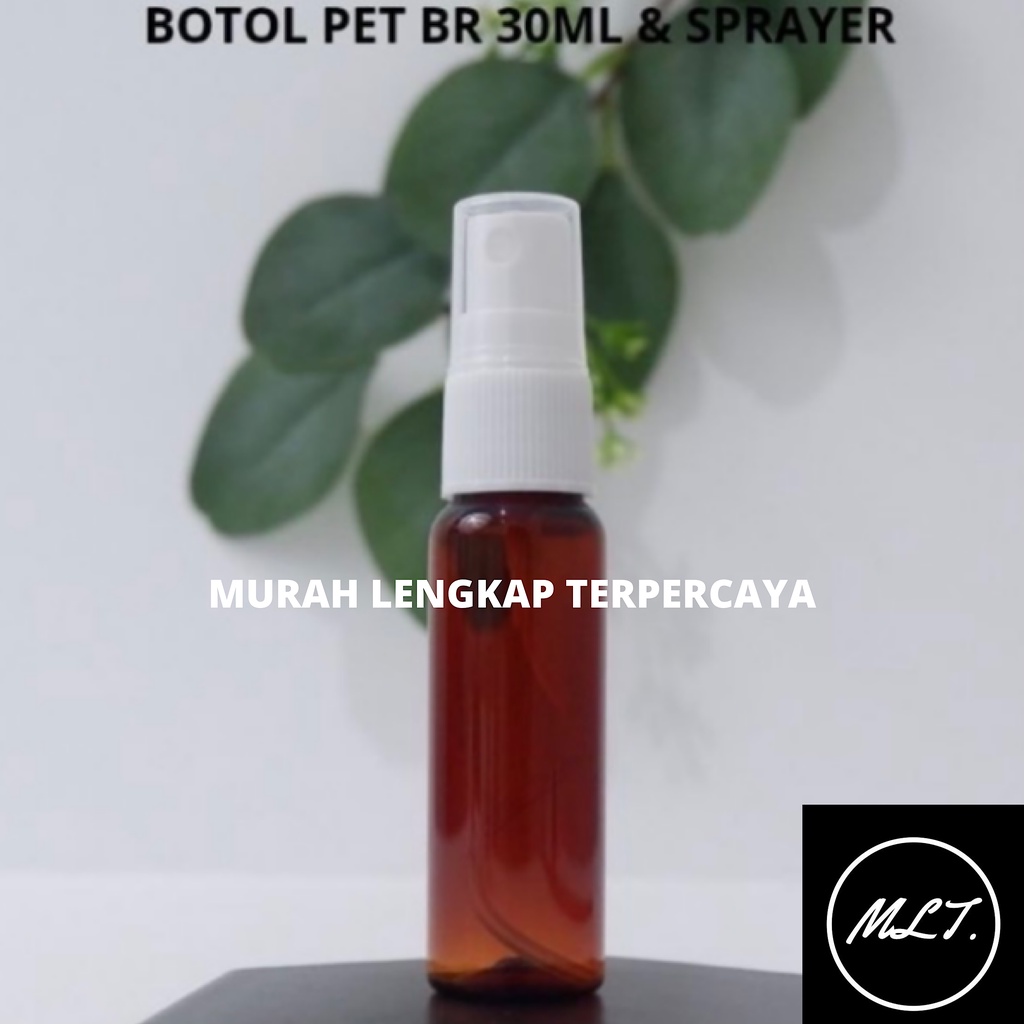 BOTOL SPRAY 30ML COKLAT AMBER SPRAY PUTIH