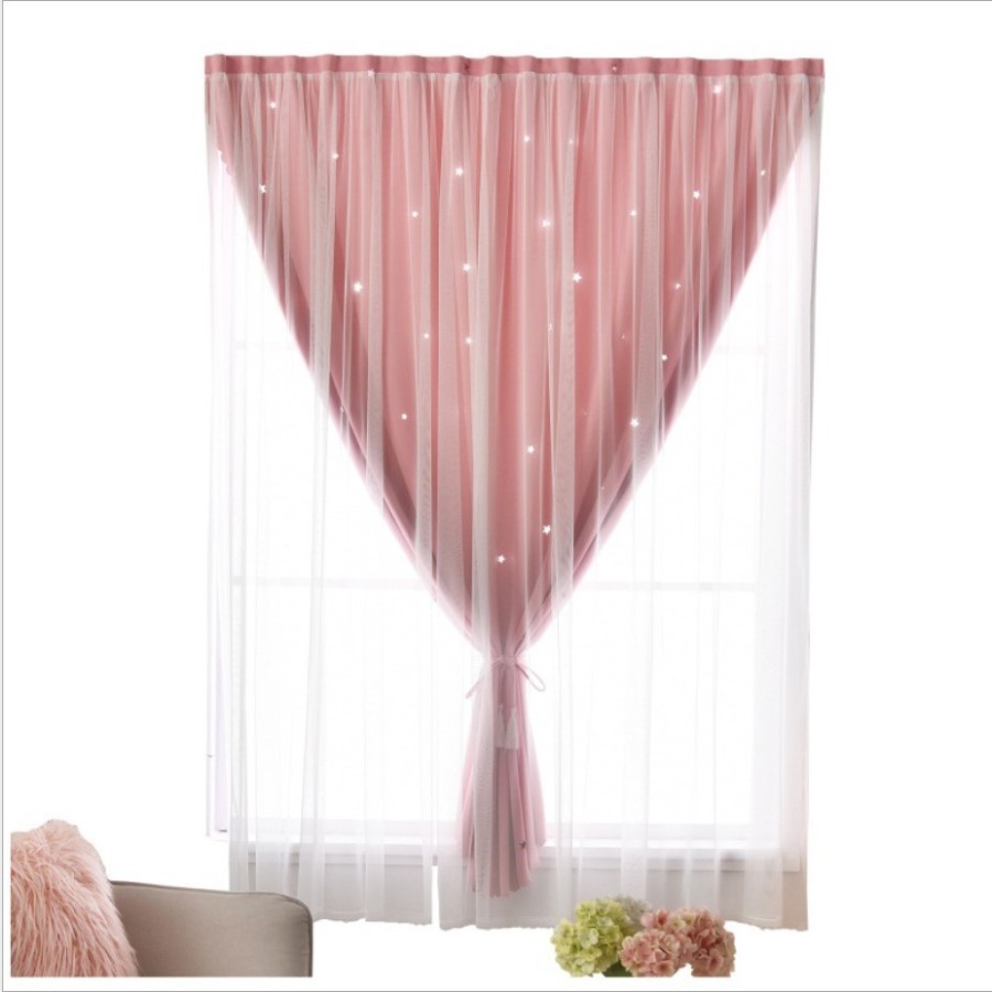 Blackout Velcro Curtain / Tirai Gorden Pintu Jendela Tanpa Bor / Bahan Tebal