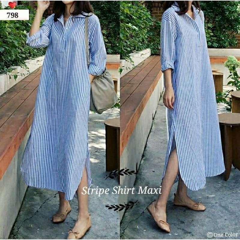 Stripe Shirt Tunik, TUNIK WANITA CANTIK KANCING BUSUI BAHAN KATUN IMPORT FIT XXL LD 110 TERMURAH TERLARIS