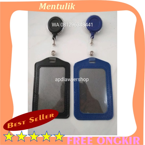 

Name Tag Id Card Tempat Wadah Kartu Identitas plus Yoyo Putar Hitam dan Biru kulit kalep polos