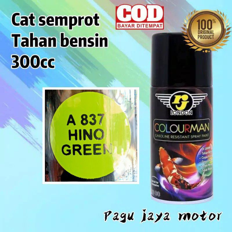 cat semprot hino green COLOURMAN 300ml rj london spray paint pilok pilox tahan bensin anti retak cepat kering