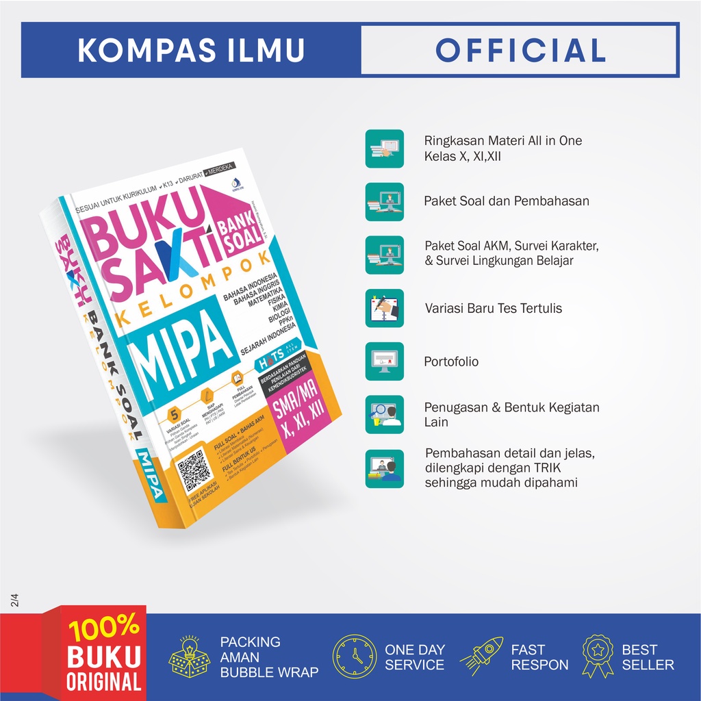 Buku Kurikulum Merdeka Buku Sakti Bank Soal Fisika Matematika Kimia Biologi KELOMPOK MIPA / IPS SMA / MA Kelas X, XI, XII Kurmer