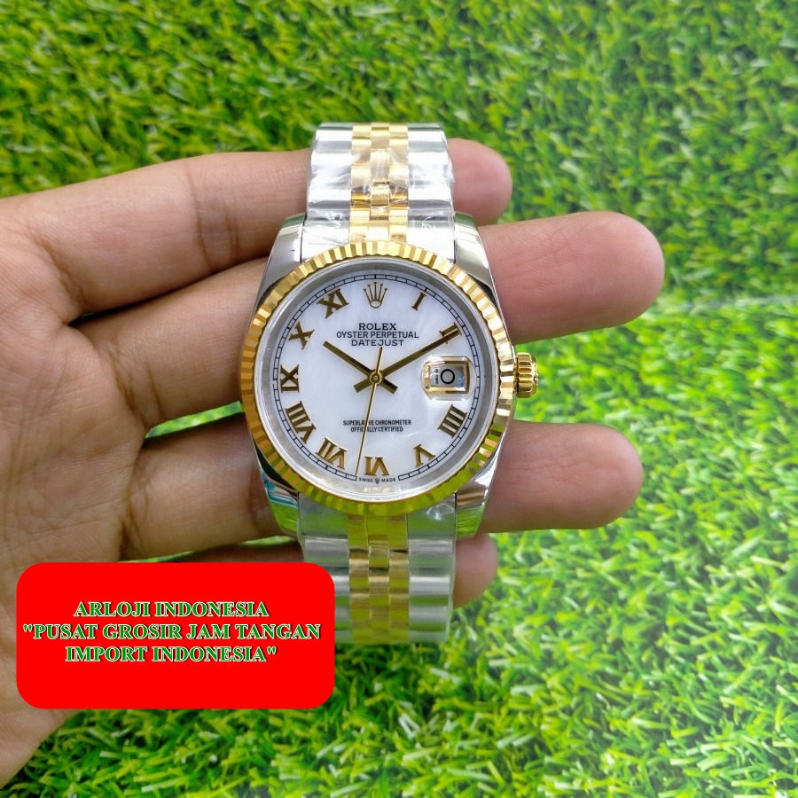New Rolex Datejust 36 Clone 3135 Two Tone Romawi Garansi 1th