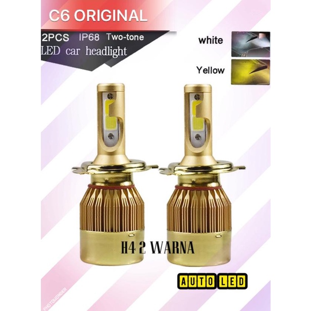 Lampu Led Mobil H4 2 Warna Putih Kuning A00241
