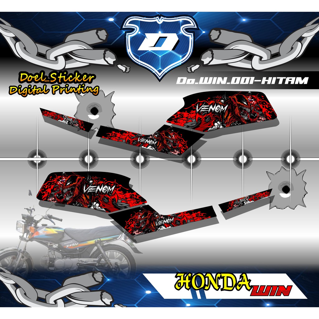 Stiker Striping Honda WIN 100 Desain Venom - Stiker Lis Variasi Motor WIN Kode 001