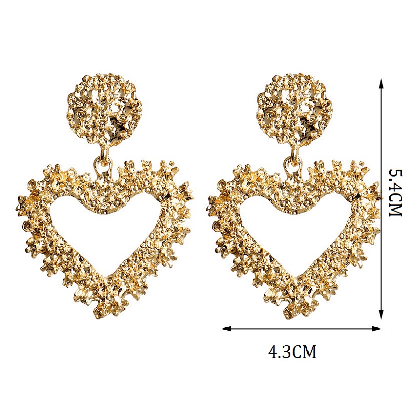 [Bayar Di Tempat] Anting Korea Panjang Anting Bentuk Hati Paduan Punk Vintage Untuk Wanita Earring