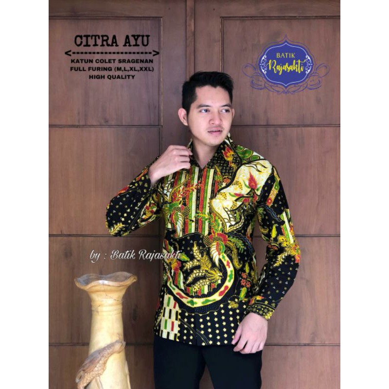 Kemeja Batik Lengan Panjang Pria Batik Pria Hitam Lengan Panjang CITRA AYU