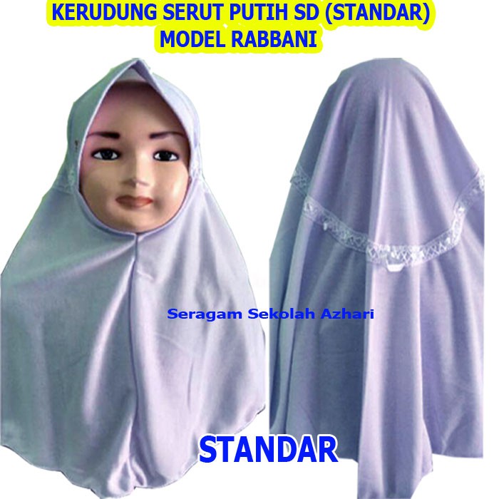 Jilbab Sekolah SD Warna Putih-Kerudung Sekolah-Kerudung Sekolah Rabbani KW