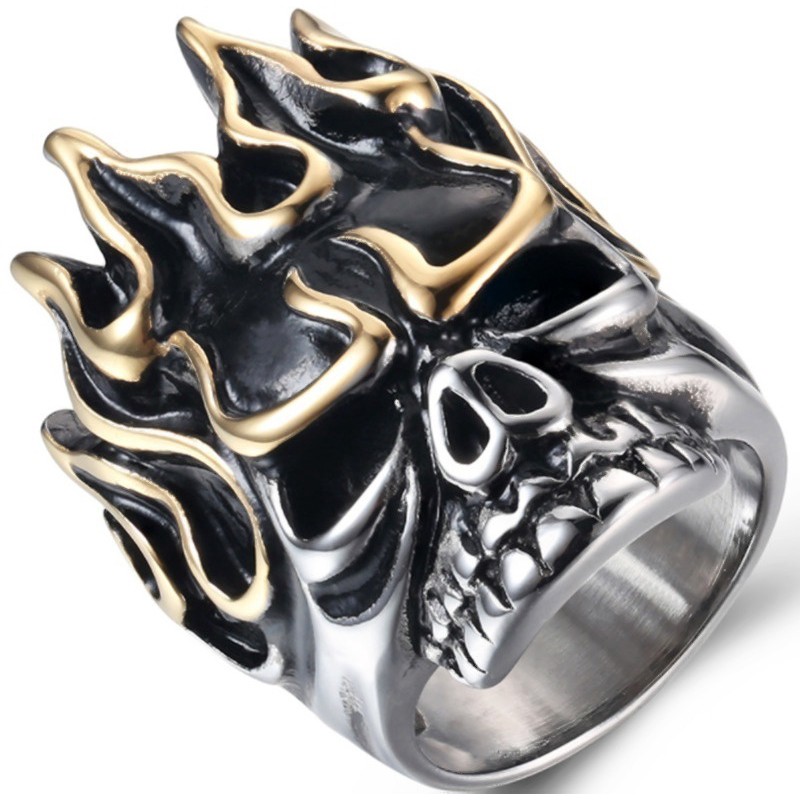 SEUSUK  Fashion Vintage Ring Shape Skull Hair Fire for Men Jewelry/Gifts