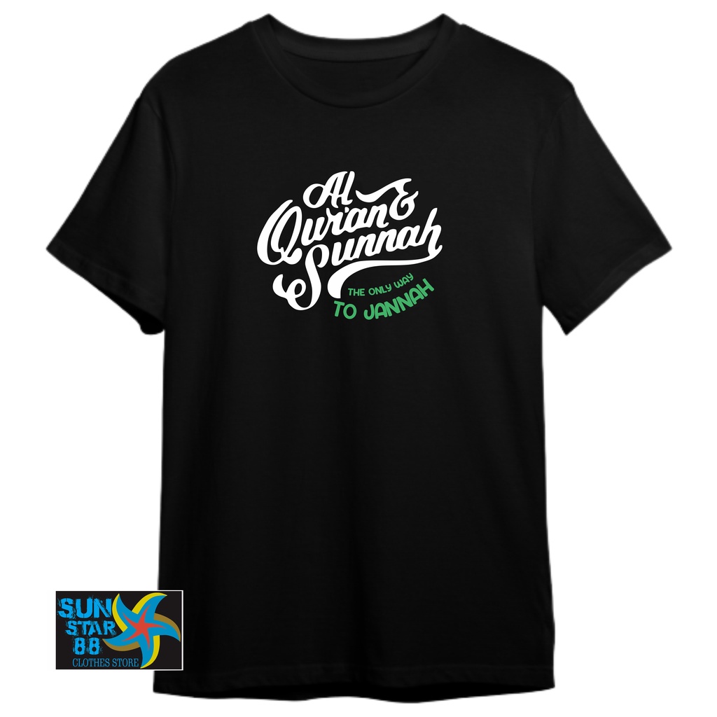 JANNAH KAOS  MUSLIM MOTIF KATA MUTIARA KATA BIJAK  IKHLAS SABAR KAOS SANTRI LENGAN PENDEK WARNA PUTI