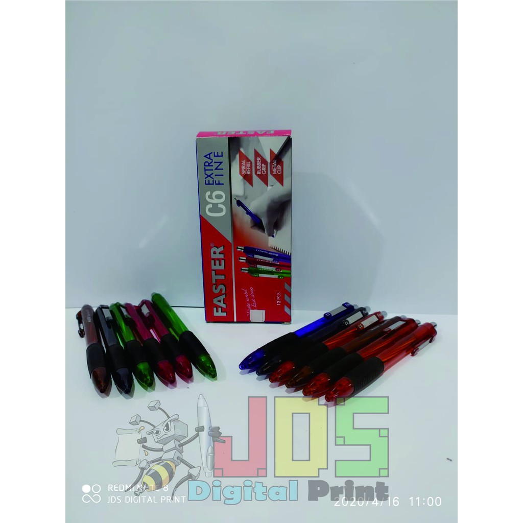 

Bolpoin / pen / pulpen Faster C6 / cetekan warna hitam