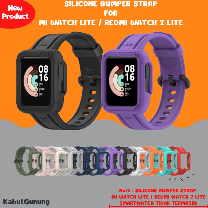 Silicone Rubber Strap with Bumper Case Cover for Mi Watch Lite Redmi Watch 2 Lite