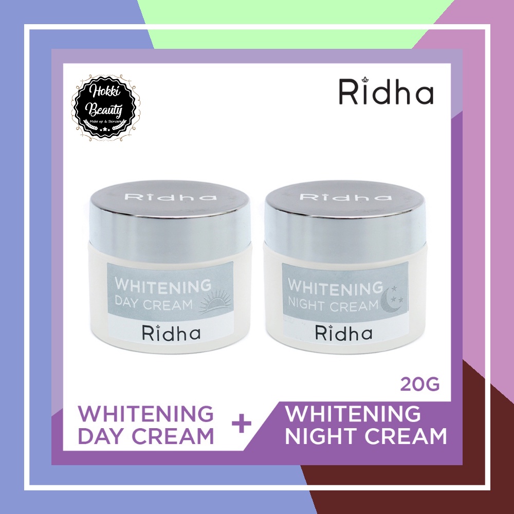 RIDHA Whitening Day Cream &amp; Night Cream Bundle (Krim Pemutih Wajah) - BPOM 100% halal