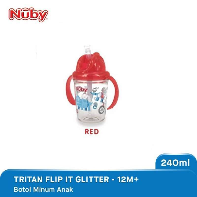 Nuby Tritan Sippy Cup Flip It Glitter Botol Minum Anak 12m+ 240 ml (Tersedia varian warna)