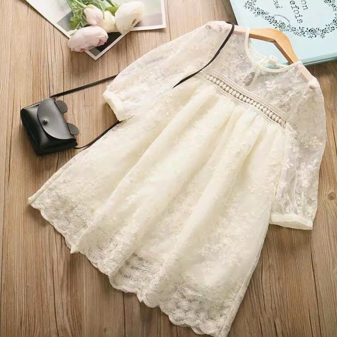 dress burkat anak import dress anak perempuan import dress warna putih