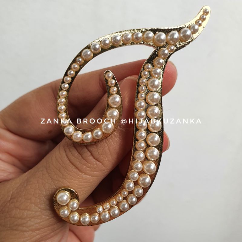 bros abjad mutiara | bros huruf | bros inisial nama | alphabet brooch-T