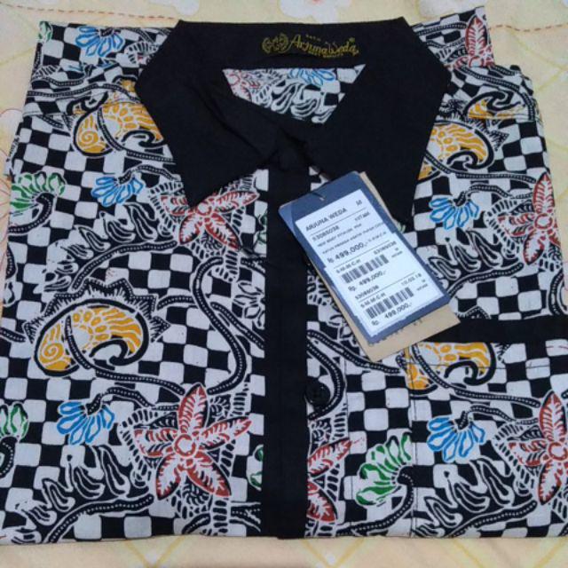 Arjuna Weda Hem Batik Papan Catur - Hitam