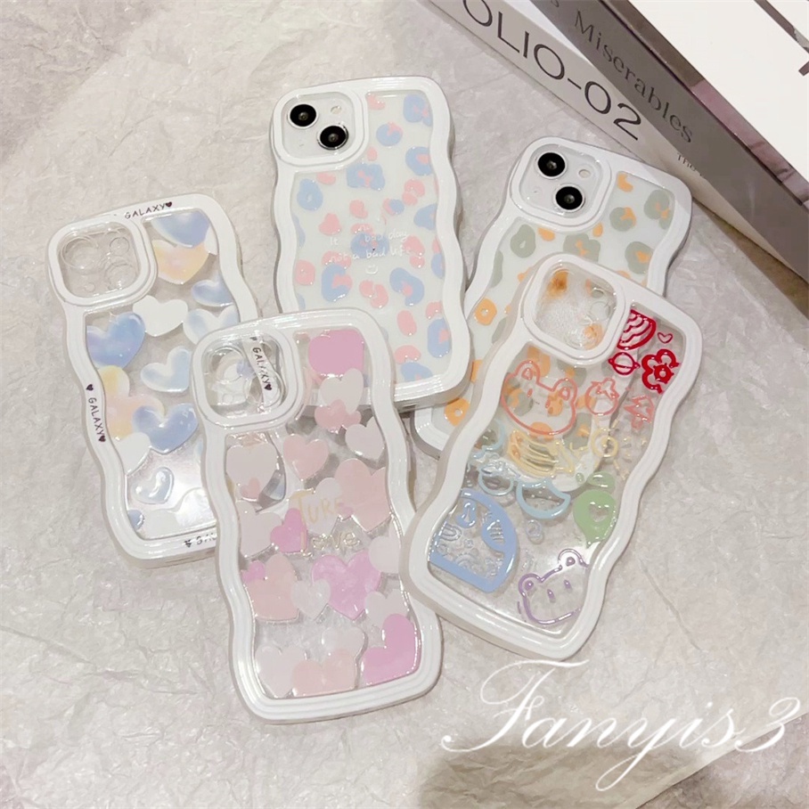 Compatible For iPhone 14 13 12 11 Pro Max X XR Xs Max 8 7 6 6s Plus SE 2020 Soft Case TPU Transparan Motif Hati Untuk