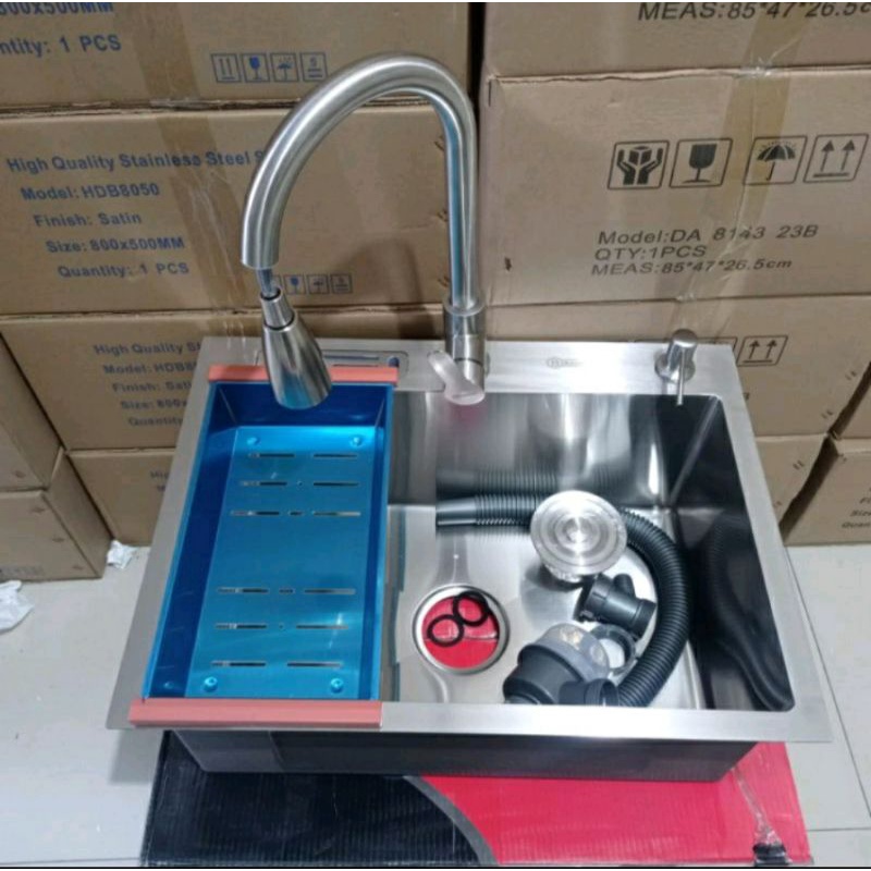 PROMO PAKET LENGKAP KITCHEN SINK 6045 BOLZANO BLACK STAINLESS BEST QUALITY PRODUK