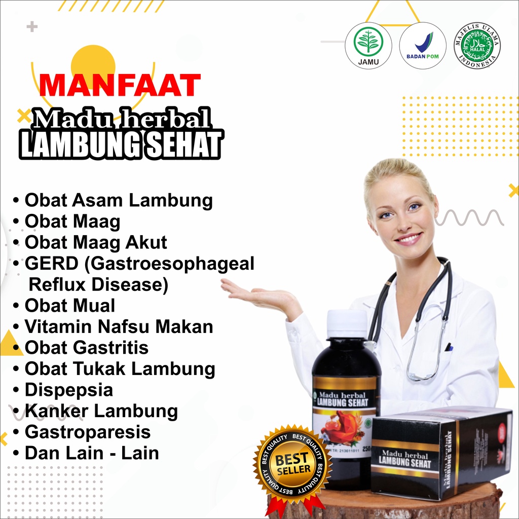 Obat Asam Lambung Maag Magh Gerd Akut Kronis Gastritis Infeksi Luka Radang Lambung dan Sesak Nafas  Yang Bagus Untuk Anak dan Dewasa Madu Herbal Lambung Sehat 100% Asli Original BPOM-4