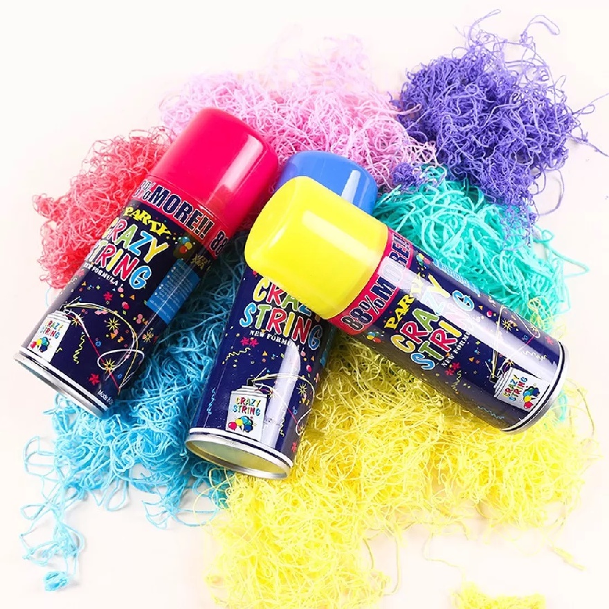 Crazy String / String Spray / Silly String / Semprotan Jaring Warna / Spray Paper Mix