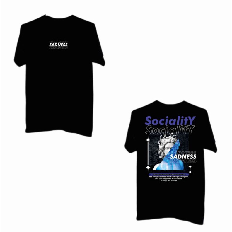 "SADNES" Black T-shirt/graphic tee/design gravis/aesthetic tee/kaos aesthetic