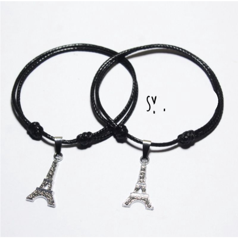 [COD]SEPASANG GELANG MAGNET LIONTIN EIFFEL TOWER/GELANG PERSAHABATAN FREE BOX