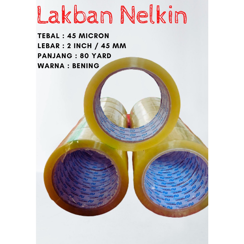 

Lakban Bening 80 yard 45 micron Merk Nelkin Termurah