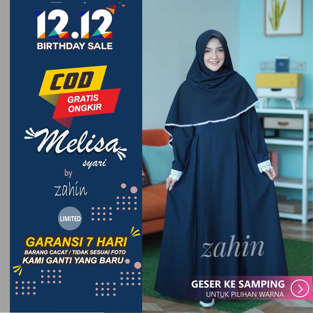 GAMIS MELISA ZAHIN syari set khimar premium original terbaru remaja adem itycrepe polos