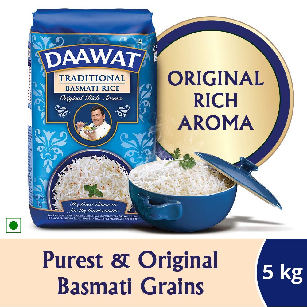 Basmati Rice premium long grain Daawat Traditional biru Good quality Grade A Beras Basmati 5kg beras