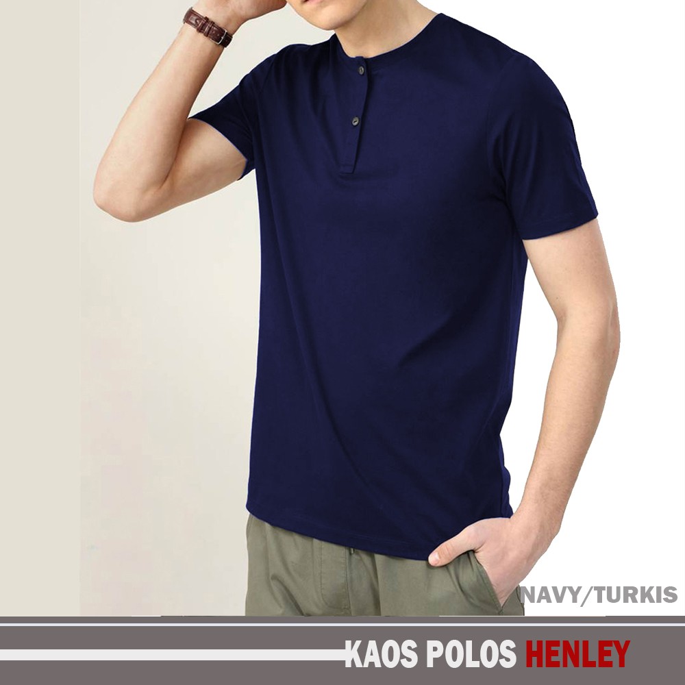  kaos  henley  t shirt henley  pria kaos  polos lengan  pendek  