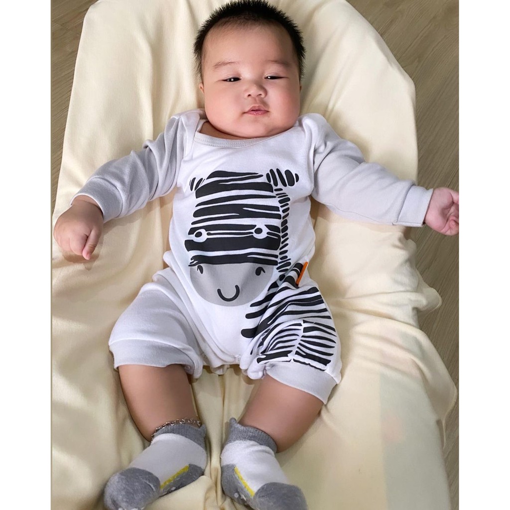 Baby Kenaz Grey Zebra Emboss 05 Jumper Romper Anak Bayi Lengan Panjang-3