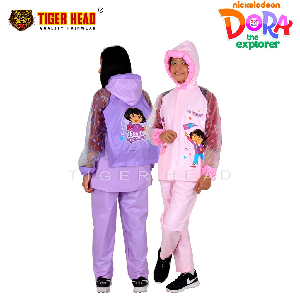 Jas Hujan TIGER HEAD ANAK DORA 68404 Ransel Tas Perempuan Laki Laki Karakter Murah Lucu Baju Celana