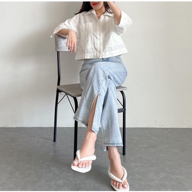 Kemeja Crop Linen oversize Kemeja Shirt Linen Outer Crop Linen