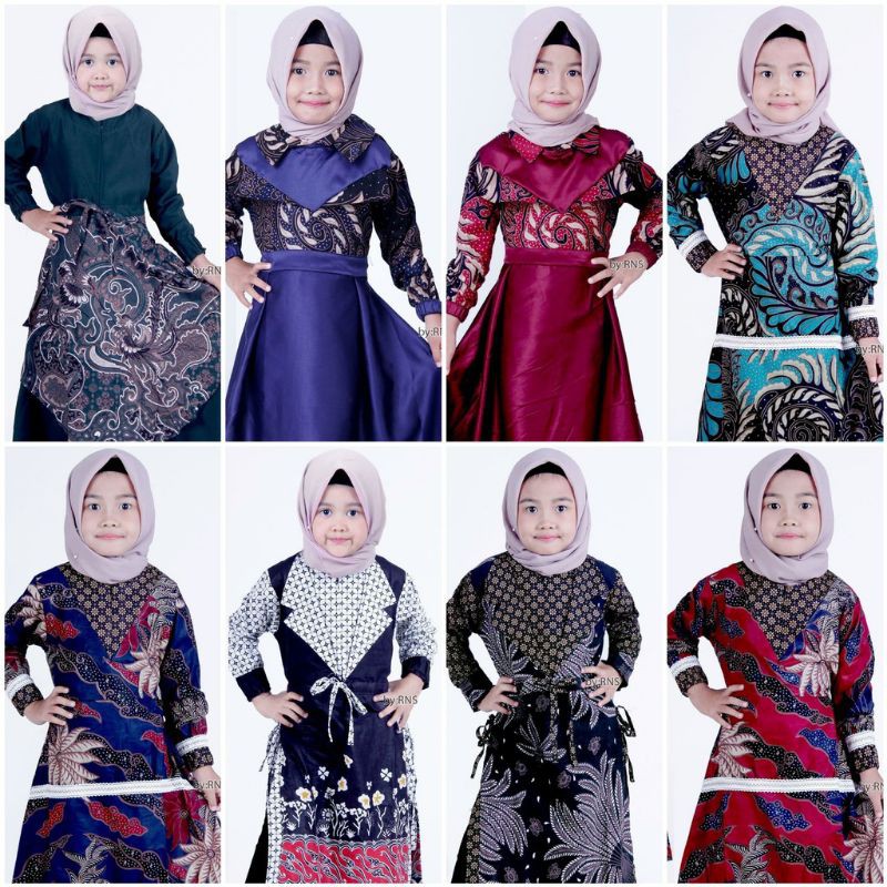 Baju Batik Gamis Anak Umur 3-12 Tahun Terbaru / Gamis Batik Anak Perempuan