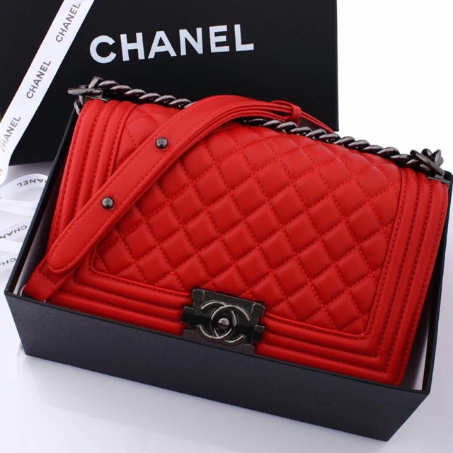 Chanel Boy Lambskin Include BOX with Black Nickel Hardware