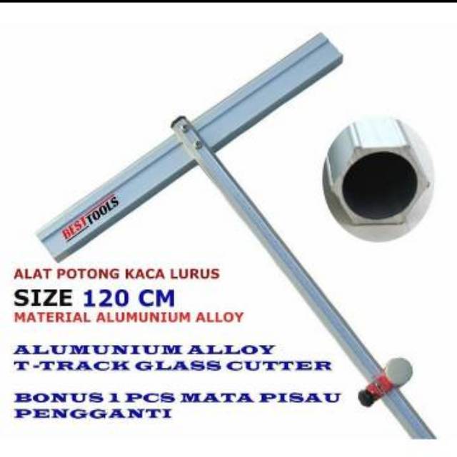 Glass Cutter Alat Potong Kaca 120cm/ Sliding Roller T Type/ Alat  Potong Kaca Model T Dengan Roda