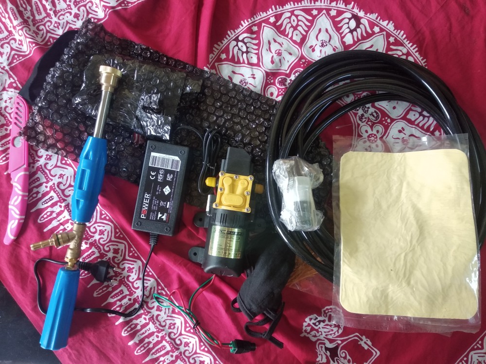 New Upgrade Dinamo Pompa Air Dc 12v 250 Psi + Adaptor 10a + Selang Cuci Motor Mobil Ac