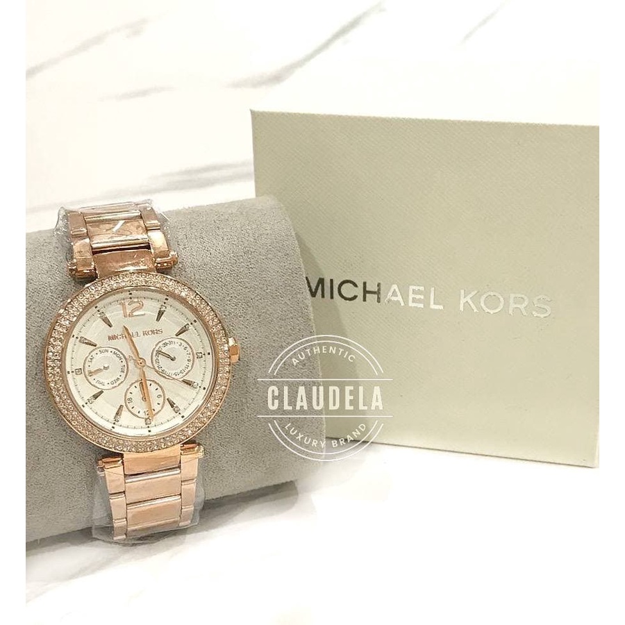 MICHAEL KORS [MK Original] Rose Gold New Women’s Parker Glitz Stainless Watch (MK 5781)