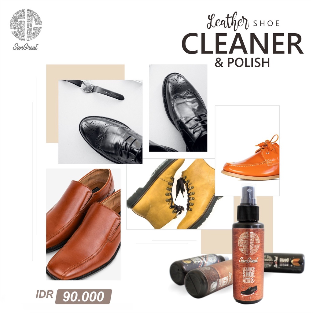 Paket SanGreat Leather shoe cleaner and polish pembersih sepatu kulit dan penghilang bau sepatu