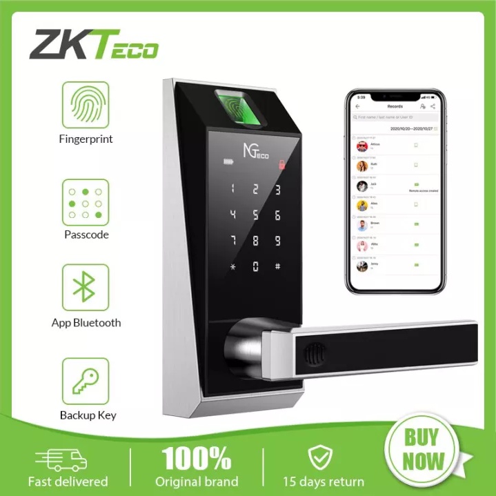 ZKTeco Kunci Pintu Rumah  AL20B kunci pintar APP koneksi Bluetooth kata sandi