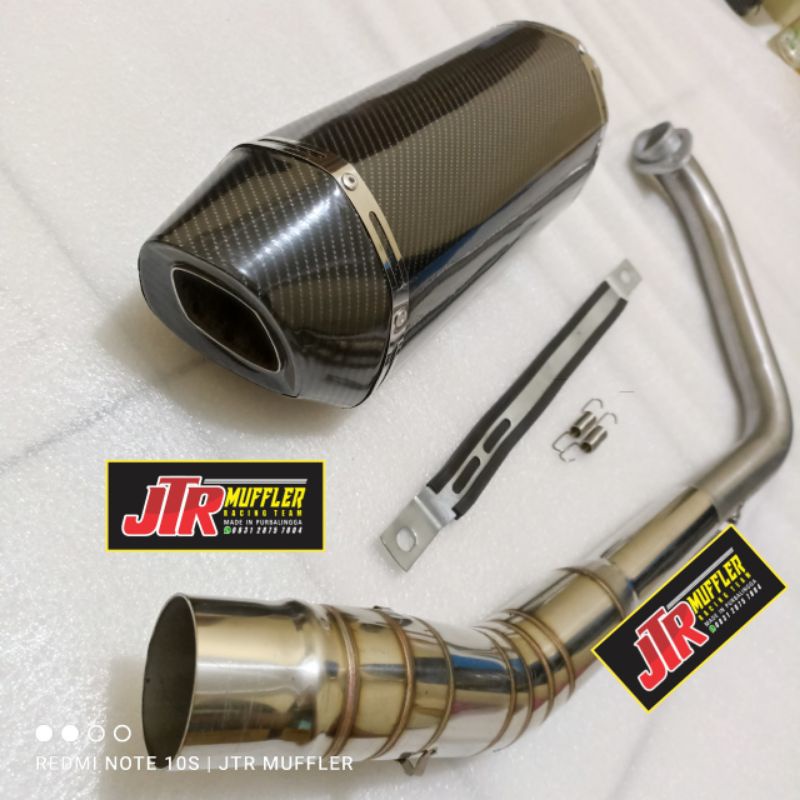 Knalpot racing Custom XSR 155 R15 V3 model Akrapovic layang polos carbon