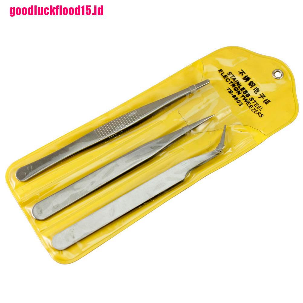 {LUCKID}New 3 pcs Repair Precision Assembly Set Tool Stainless Steel Electronic Tweezers