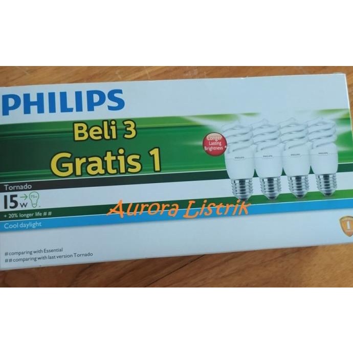 MURAH Paket Bundling [BELI 3 GRATIS 1] PHILIPS SPIRAL 15W 20W Lampu Tornado READY