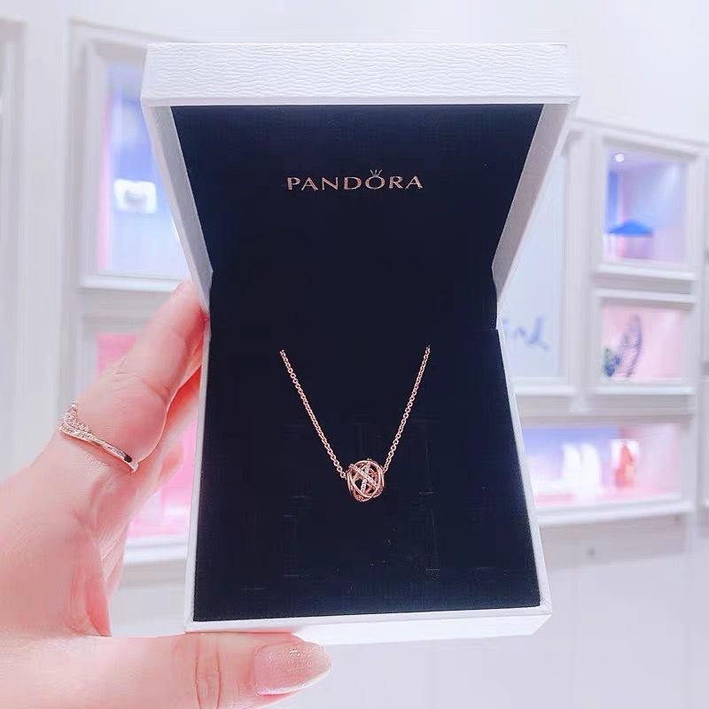 Pandora Kalung 925 Silver Dengan Liontin Diamond Galaxy Model Hollow Untuk Wanita