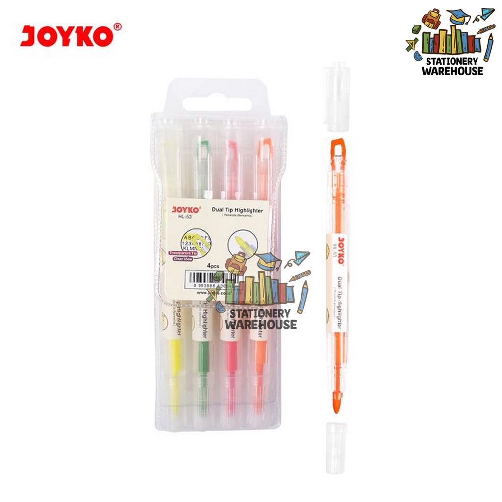 

Dual Tip Highlighter Penanda Berwarna Joyko HL-53 1 Set 4 Pcs 4 Warna - 1 Set
