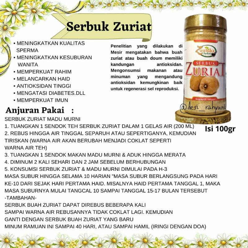 Serbuk Zuriat Zeeida Herbal 100g/Promil Zeeida Herbal