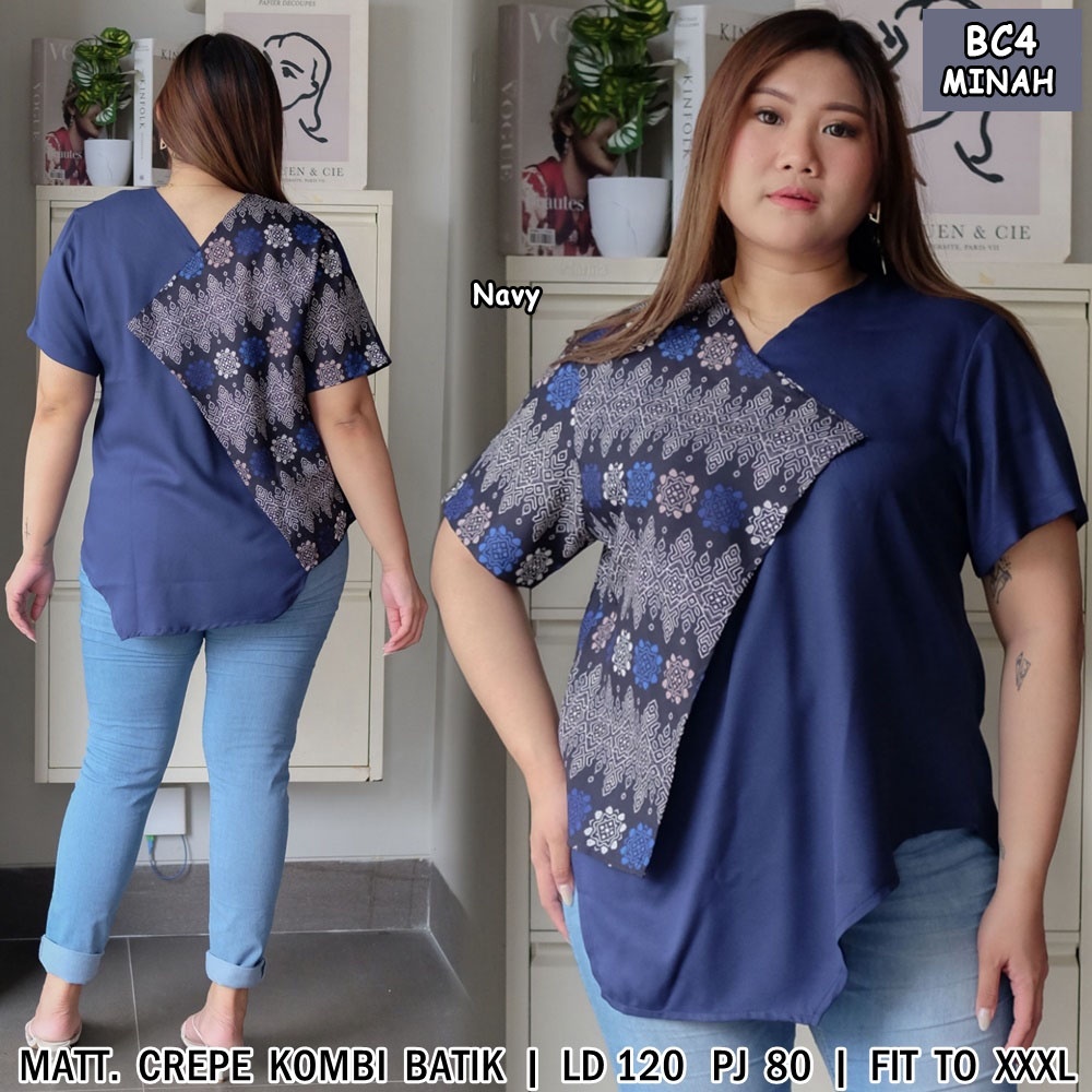 BIGCLO - (COD) LD 120cm Blouse Jumbo Wanita BC4 Baju Atasan Bigsize Lengan Panjang